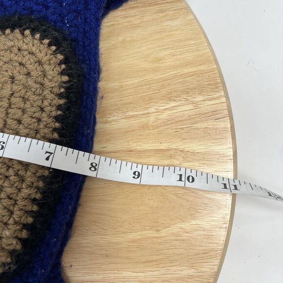 Hand Knit Blue Among Us Beanie With Ear Flaps - Picture 5 of 6